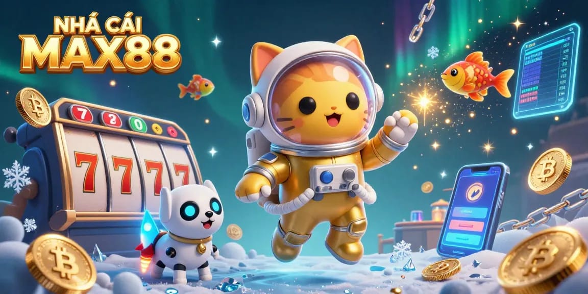 Engage with NHÀ CÁI MAX88's exciting slot games adorned by a cosmic theme and blockchain elements.