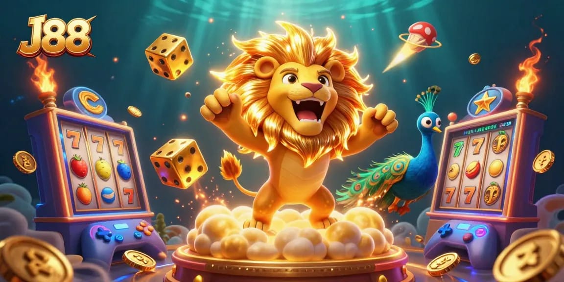 Engage in thrilling gameplay at J88 with dynamic 3D slot elements, vibrant characters, and casino excitement.