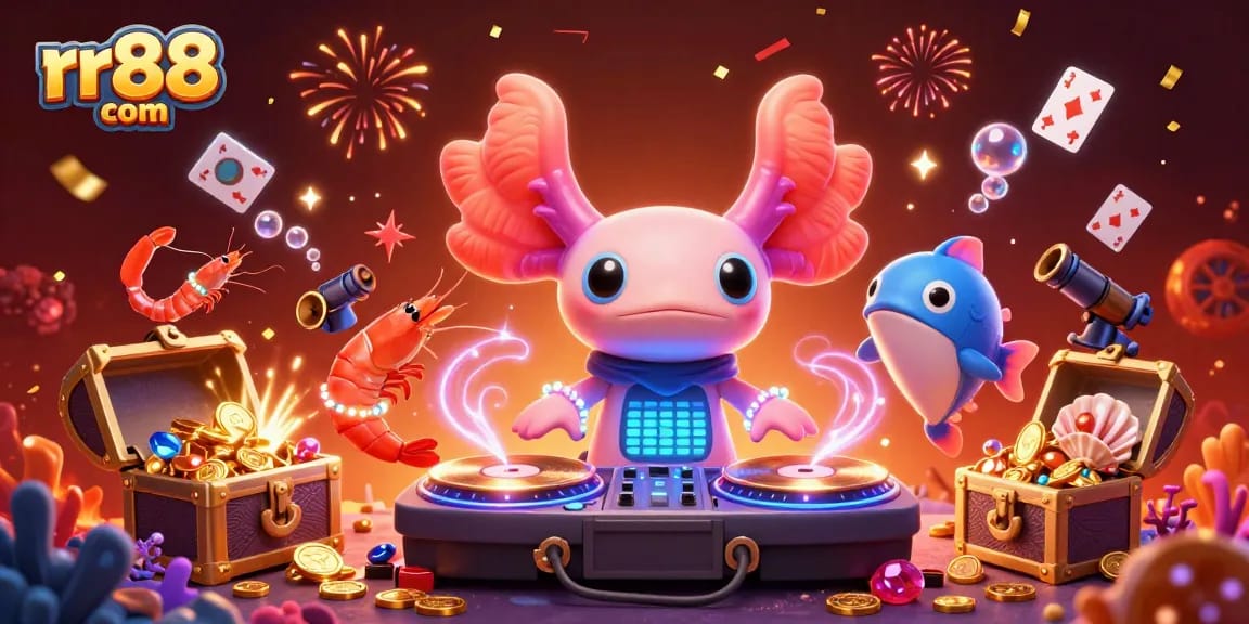 Engage with rr88 com in an electrifying underwater casino scene full of vibrant characters and treasures.