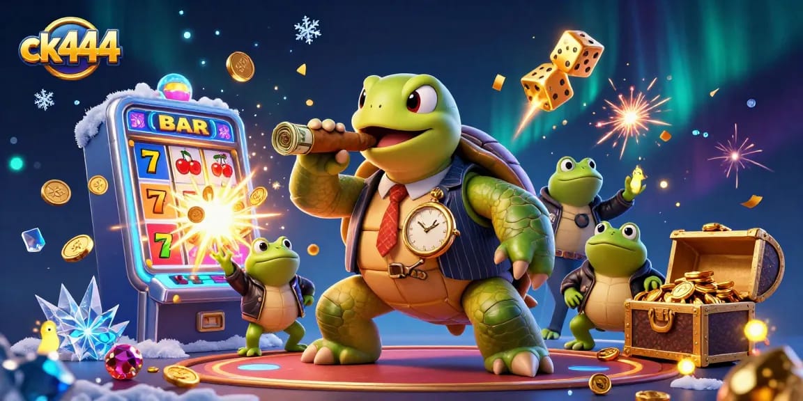 Experience the dynamic excitement of ck444 casino with a vivid illustration showcasing a themed 3D scene filled with games and rich details.