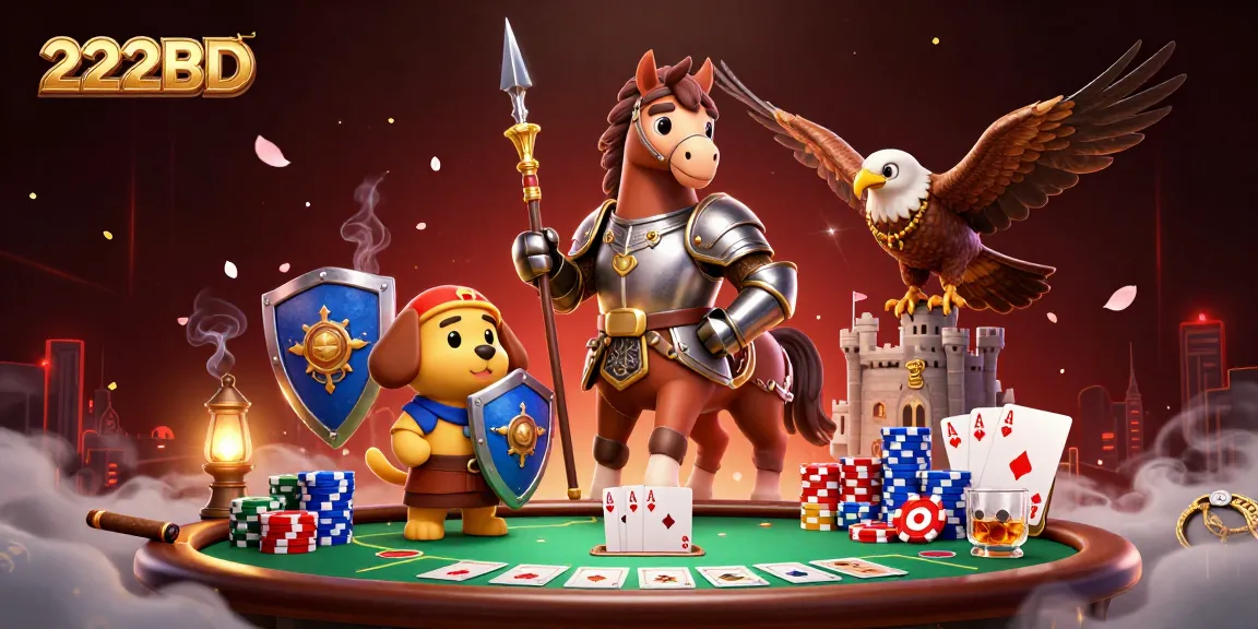 Engage in thrilling gameplay at 222BD with vibrant poker scene and medieval characters.