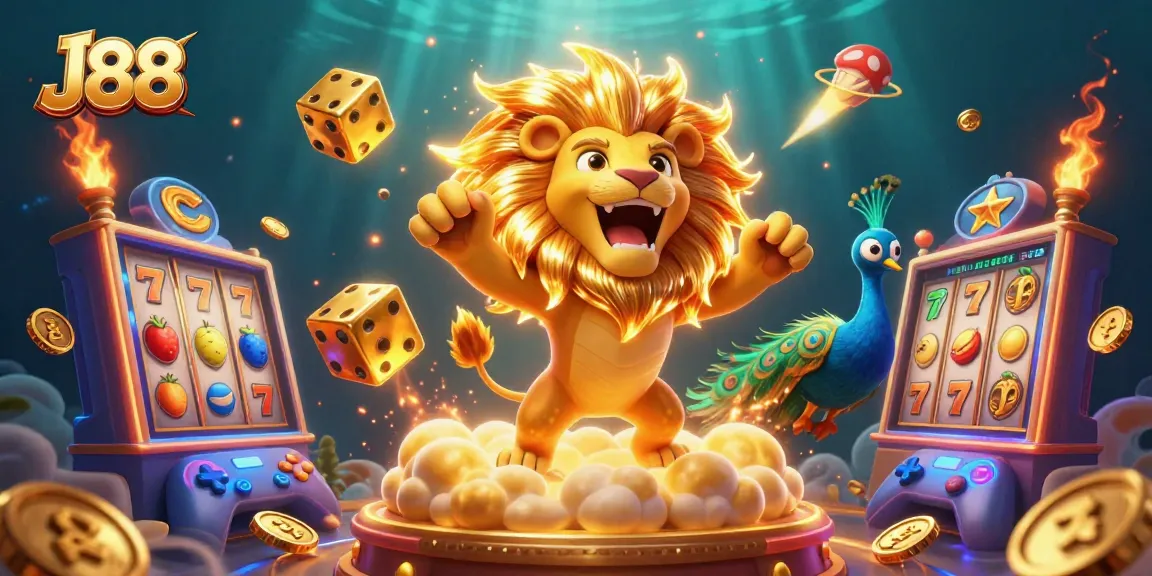 Engage in thrilling gameplay at J88 with dynamic 3D slot elements, vibrant characters, and casino excitement.