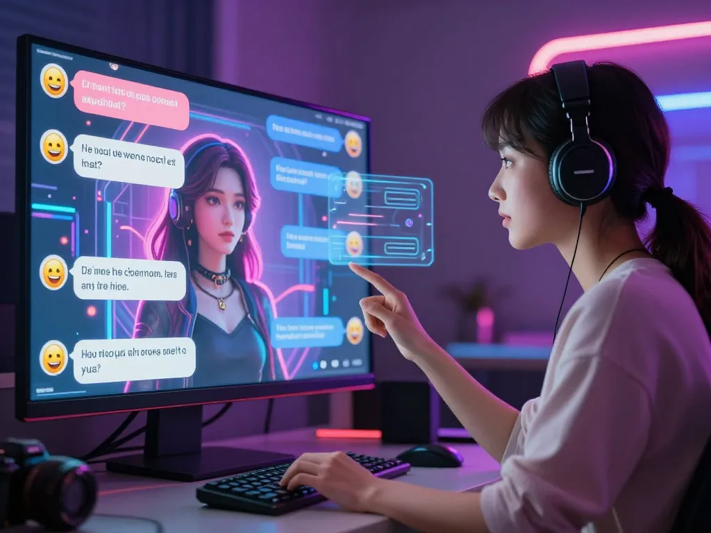 Interactive NSFW AI chat scene showcasing user and lifelike character engagement.