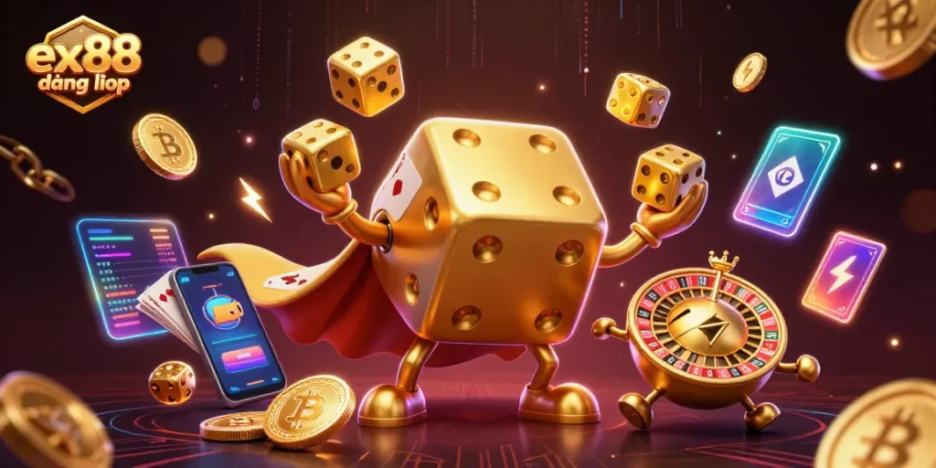 Win big at ex88 đăng nhập with an ultra-detailed 3D illustration of lively casino characters.