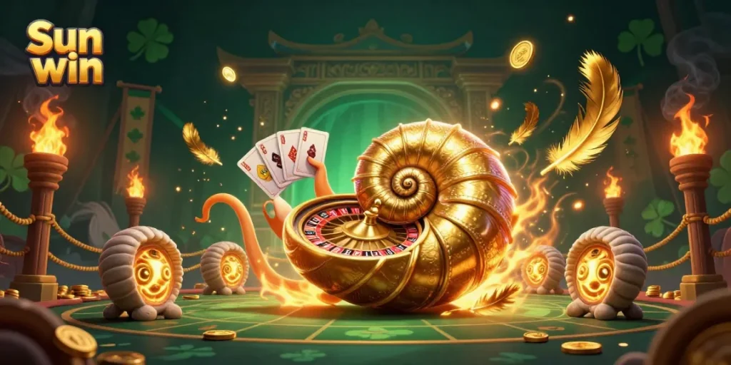 Experience the excitement of Sun win with a vibrant casino scene featuring ancient creatures and dynamic gameplay.