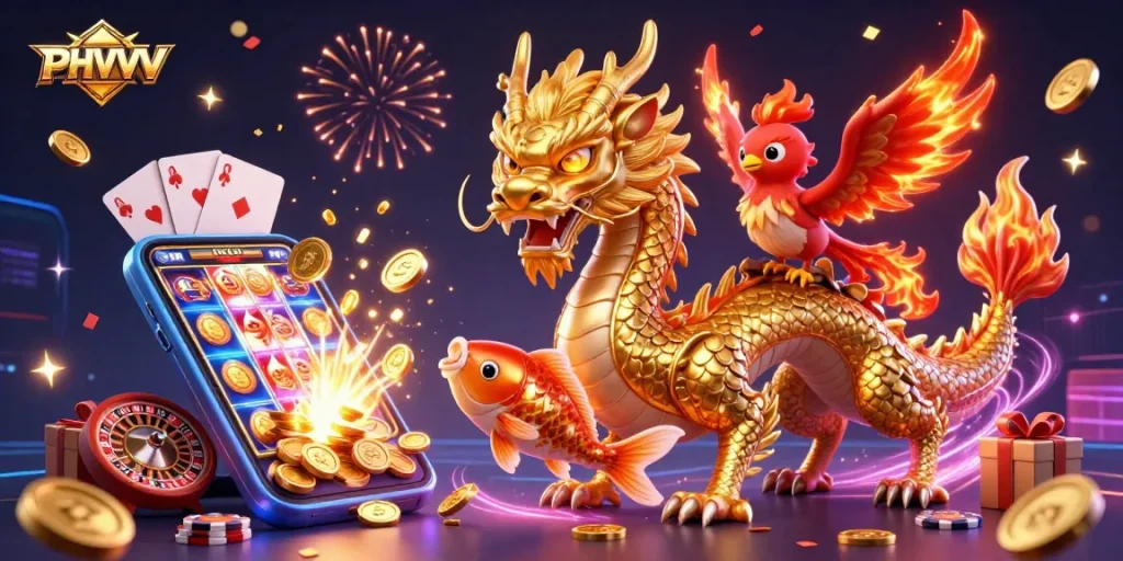 Experience exhilarating wins with PHVVV in this vibrant casino scene full of fortune.