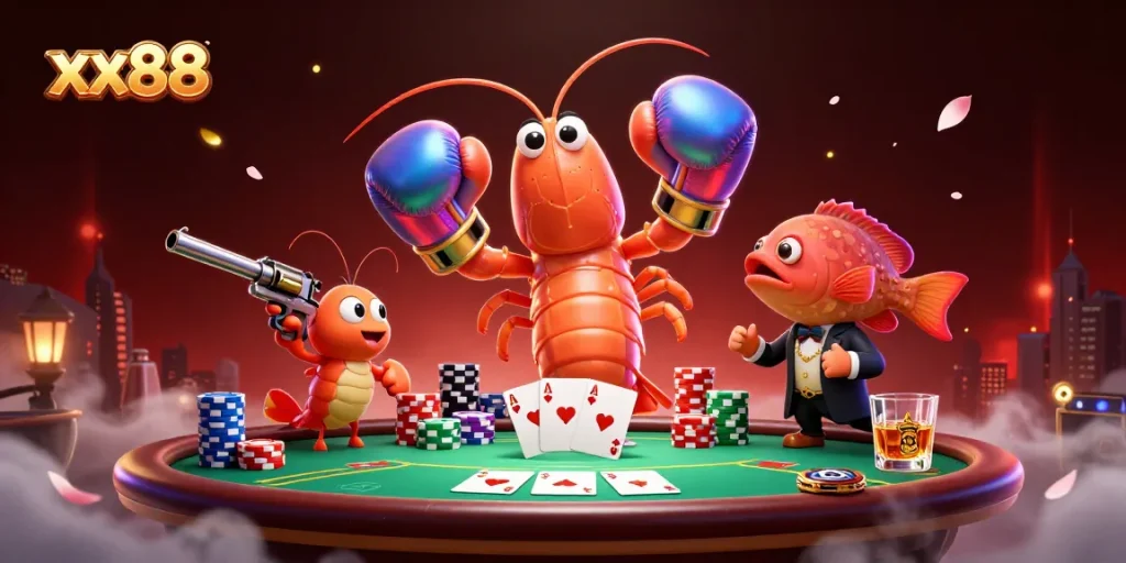 Experience exciting poker action at xx88 with vibrant characters and immersive gambling elements.